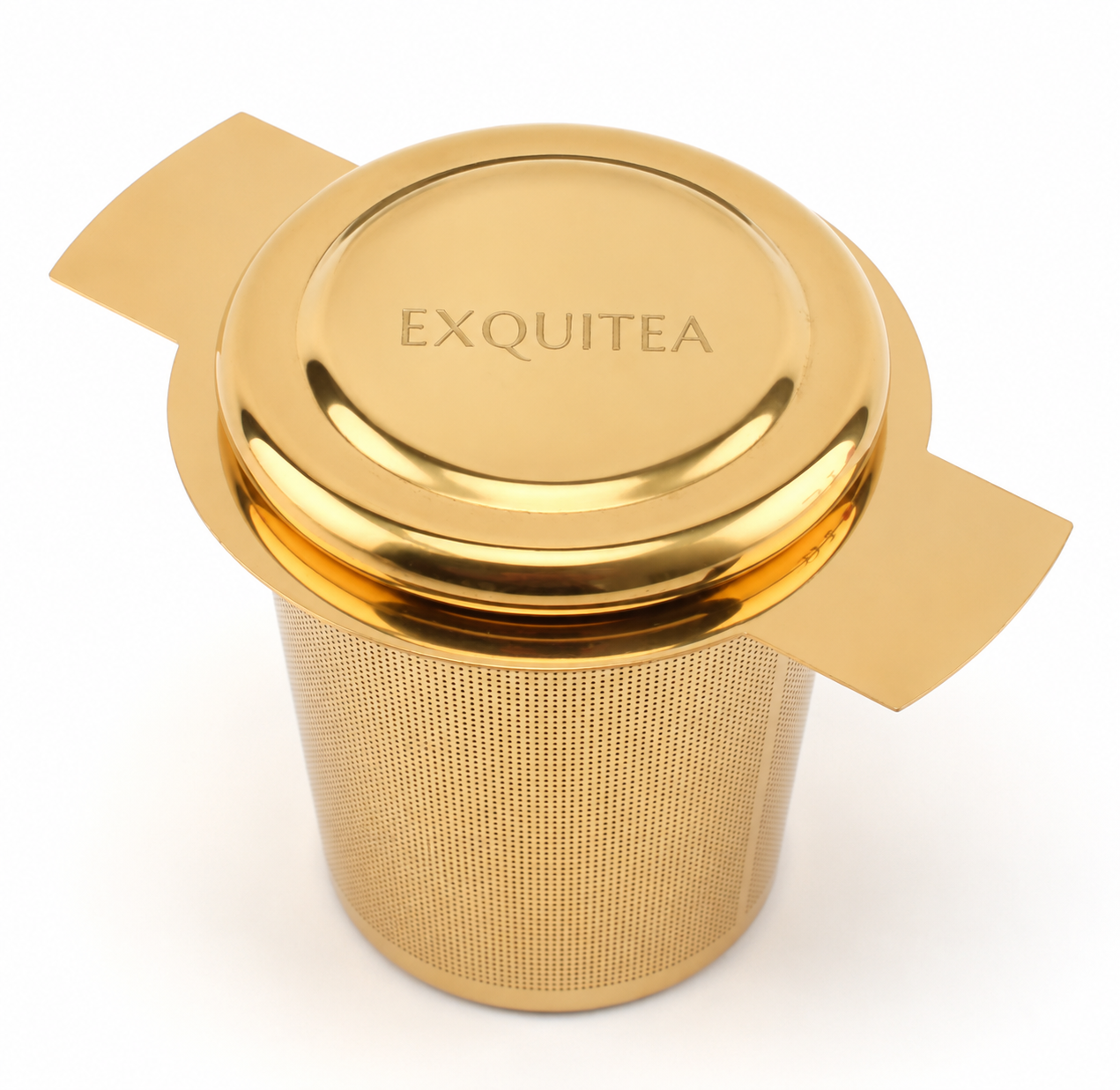 Gold Tea Infuser Basket with Lid | Stainless Steel Loose Leaf Tea Infuser